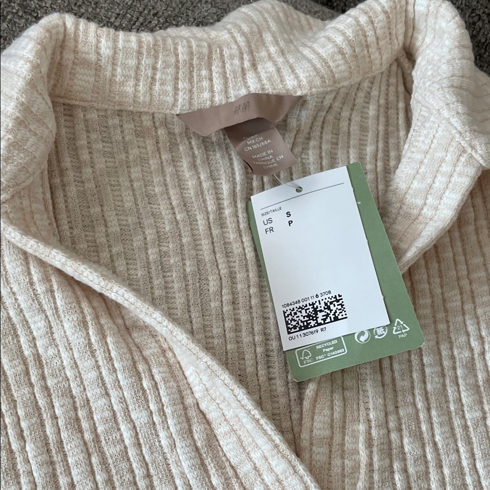 H&M Cream Ribbed Mini Dress - Picture 2 of 2